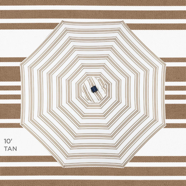 Best Choice Products 10ft Solar Polyester LED Lighted Patio Umbrella w/Tilt Adjustment and UV-Resistant Fabric - Striped Tan - F2 - 1990
