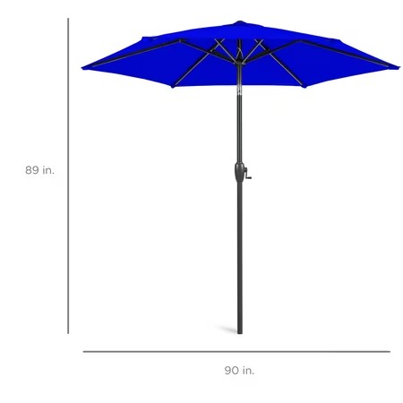 Best Choice Products 7.5ft Heavy-Duty Outdoor Market Patio Umbrella w/ Push Button Tilt, Easy Crank - Cobalt Blue - F2 - 96