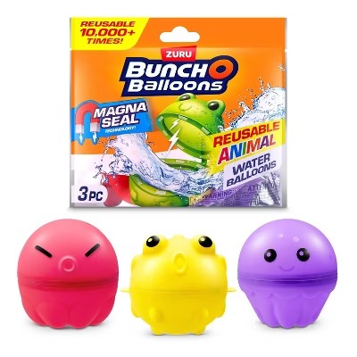 Bunch O Balloons Reusable Water Balloons Animals - 3pk: Silicone Pool Toys for Kids - 6 Packs - 458