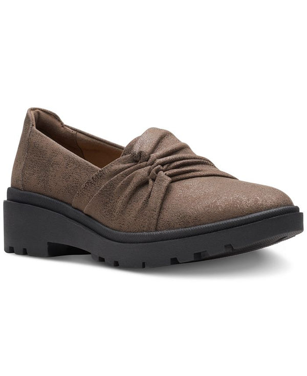 Clarks Women's Calla Style Ruched Slip-On Flats - Brown - 9.5W - B5 - 1378