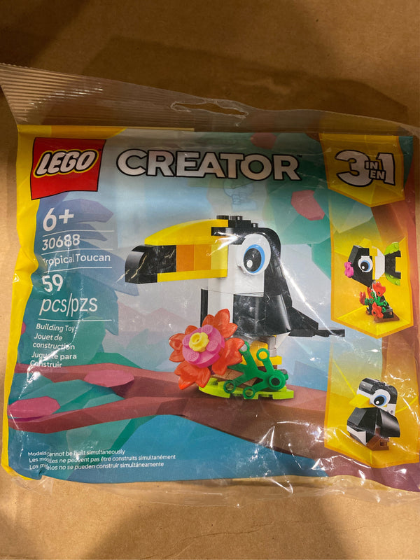 LEGO Creator 3 in 1 Tropical Toucan - Transforms from Toucan to Fish to Penguin - Travel Toy for Kids - 30688 - L11 - 675