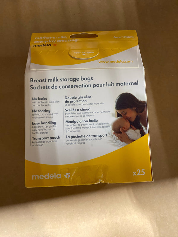 (Lot of 2) Medela Breast Milk Storage Bags, 6oz/180ml, Clear with Measurements, 68060, 25 Count - B5 - 1110
