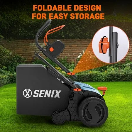 SENIX Corded Dethatcher/Scarifier 2 in 1, 15" 13Amp, 5-Position Adjustment with Collection Bag, SCE13-M 1608