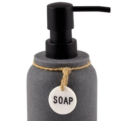 2pc Eton Lotion Pump Set Dark Gray - Allure Home Creations: Resin & Plastic, Hand Wash, 12.68oz Capacity - F12 - 293