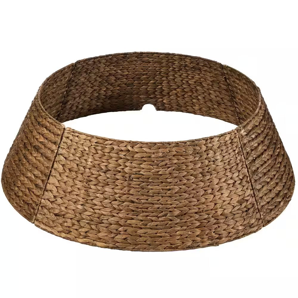 42 in. Chestnut Woven Hyacinth Christmas Cellulose Tree Collar with Cord Cut-Out - E7 - 1031