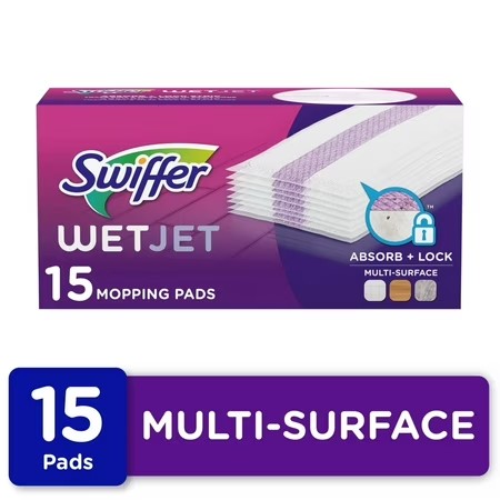 Swiffer Wet Jet Spray Mop Multi-Surface Mopping Pads, Hard Surface Cleaners, 15 Count - G2 - 792