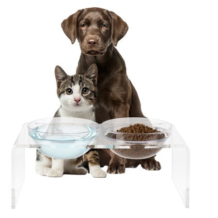 PETMAKER Elevated Dog and Cat Bowls Set - 7.1in Tall Acrylic Dog Bowl Stand - J12 - 620