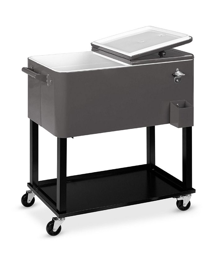 Best Choice Products 80qt Steel Rolling Cooler Cart w/ Bottle Opener, Catch Tray, Drain Plug, Locking Wheels - Gray - 1601