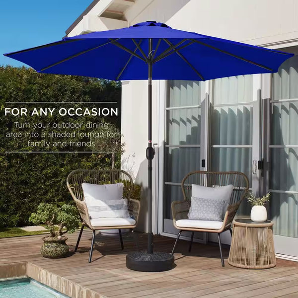 Resort Blue 10 ft. Steel Market Patio Umbrella with Crank and Tilt - L3 - 369