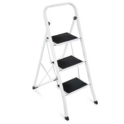 Best Choice Products 3 Step Ladder Folding Lightweight Step Stool for Home w/ Non-Slip Feet, Padded Steps, 330lb White - L140