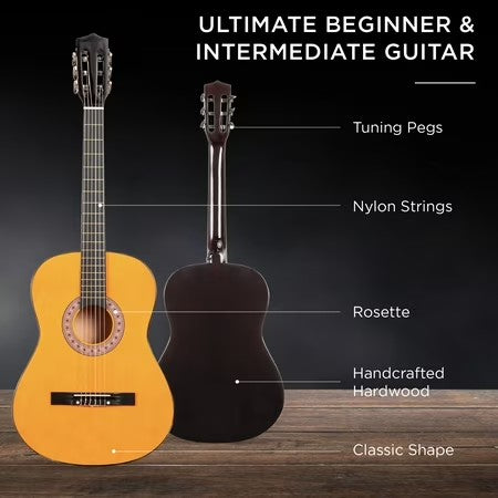 Best Choice Products 38in Beginner Acoustic Guitar Starter Kit w/ Gig Bag, Strap, Extra Strings - Natural - E7 - 1029