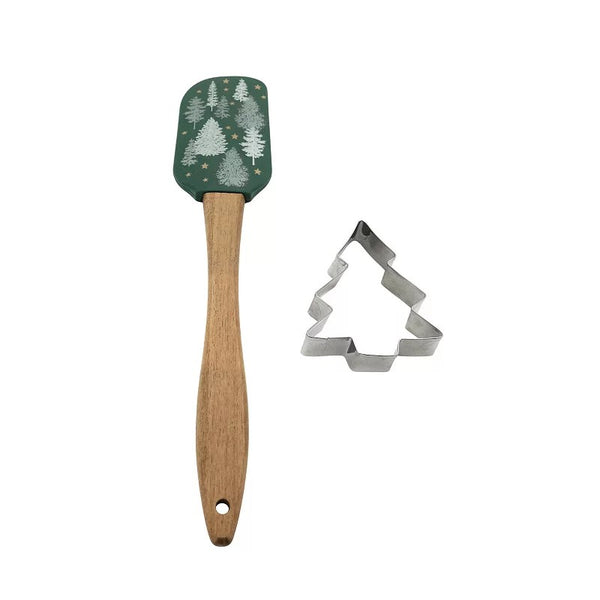 St. Nicholas Square  Woodland Spatula & Cookie Cutter Set, Green -B9-1230 -B9-1231