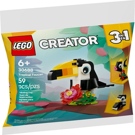 LEGO Creator 3 in 1 Tropical Toucan - Transforms from Toucan to Fish to Penguin - Travel Toy for Kids - G6 - 763 -A6-1129