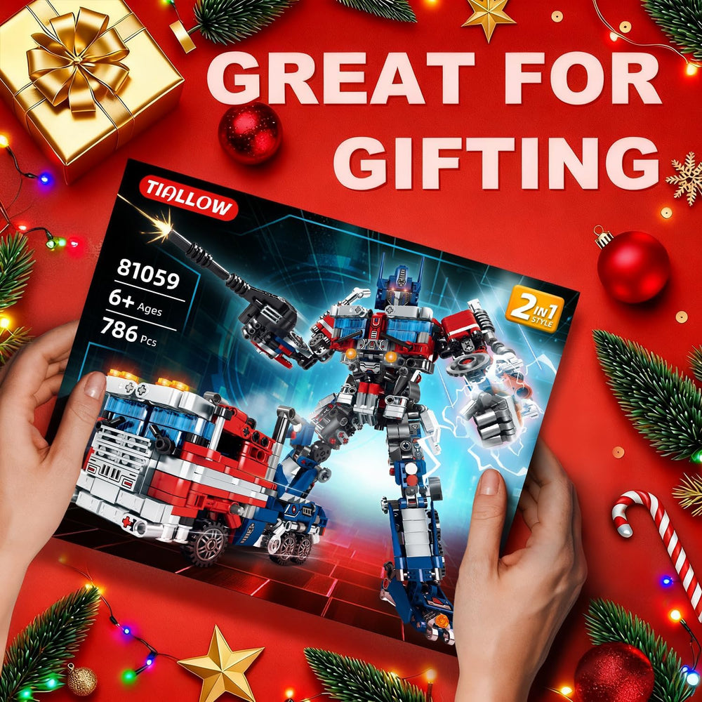 Transform Sets Robot Building Block Toys 2 in 1 STEM Robotics Transforming Truck Mech Building kit Compatible with Lego Christmas Birthday Gift for Adults Boys Age 8-12 (Blue) 1279