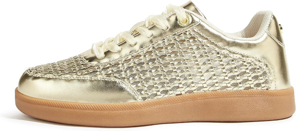 LUCKY STEP Women's Fashion Tennis Shoes Classic Retro Sneakers Casual Gum Sole Braided Raffia Street Style Trendy Walking Footwear -J12-0650