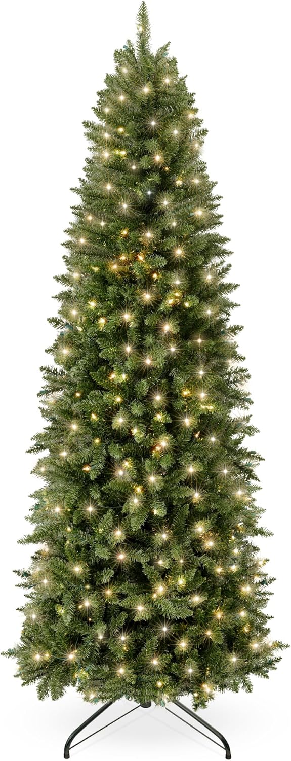 Best Choice 7.5ft Pre-Lit Pencil Tree, Warm White — F99