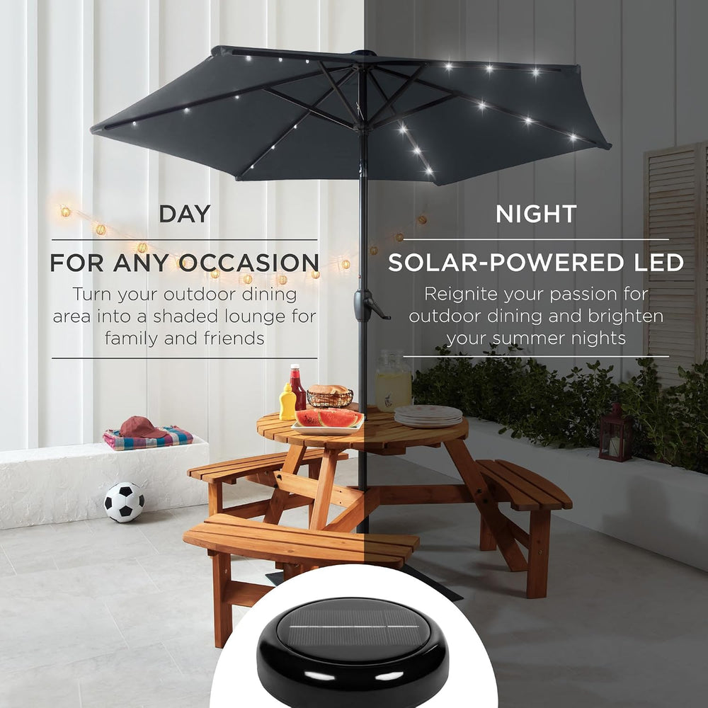 Best Choice Products 7.5ft Solar Umbrella LED Lighted Patio Umbrella, Table Market Umbrella with Tilt and Crank, Outdoor Umbrella for Garden, Deck, Backyard, Pool and Beach - Slate Olive - K4 - 399