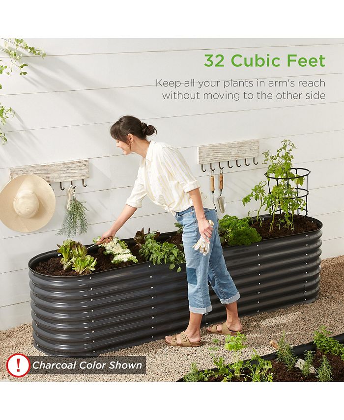 Best Choice Products 8x2x2ft Metal Raised Garden Bed, Oval Outdoor Planter Box w/ 4 Support Bars - Multi - L2 - 340