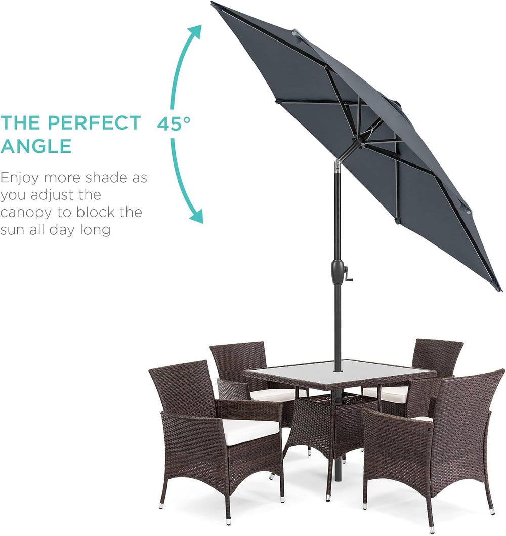 Best Choice Products 7.5ft Solar Umbrella LED Lighted Patio Umbrella, Table Market Umbrella with Tilt and Crank, Outdoor Umbrella for Garden, Deck, Backyard, Pool and Beach - Slate Olive - K4 - 399