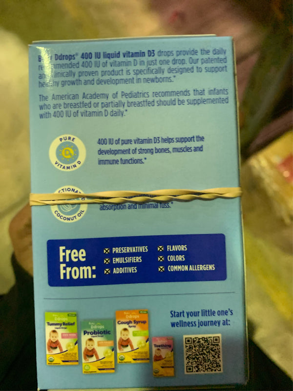 (Lot of 2) Ddrops Baby Vitamin D 400 IU Organic Liquid Drops - 0.06 fl oz - B7-0400