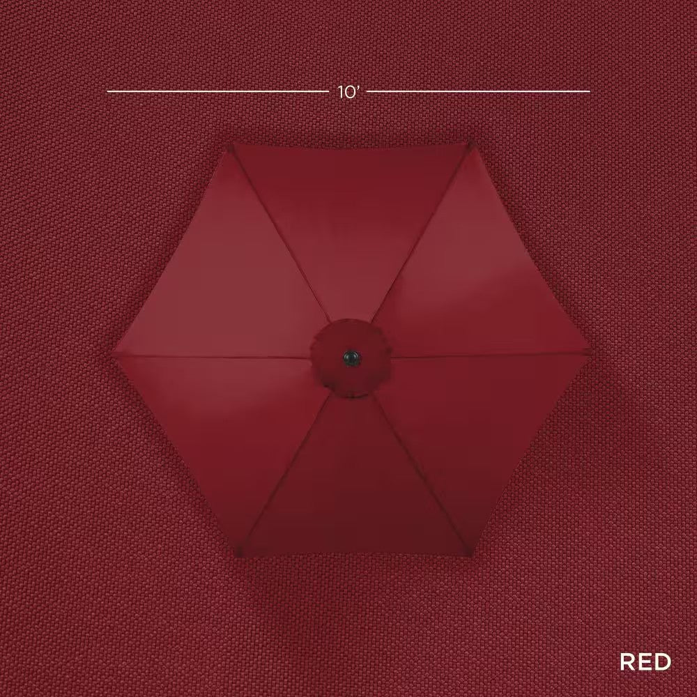 Red 10 ft. Steel Market Patio Umbrella with Crank and Tilt - L7 - 455