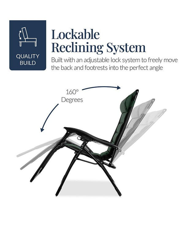 Best Choice Products Oversized Padded Zero Gravity Chair, Folding Outdoor Patio Recliner w/ Side Tray - Multi - C11 - 1479