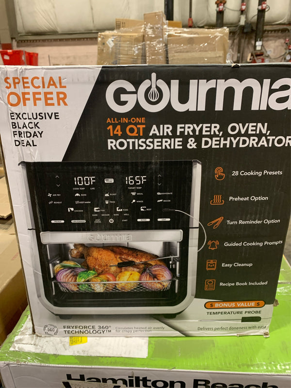 Gourmia All-in-One 14-Quart Air Fryer, Oven, Rotisserie, Dehydrator with Temperature Probe, - M11 - 569