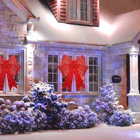 Best Choice Products 24in Pre-Lit XL Christmas Bow, Large Outdoor LED Lighted Holiday Decor w/ 8 Light Functions, Hook - E4 - 1659
