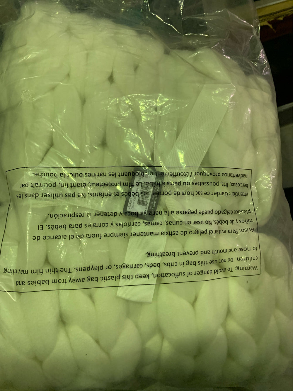 Transpac Polyester Creme Everyday Chunky Knitted Ivory Throw Blanket - J8-0167 -A3-0455
