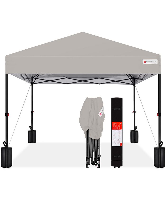 Best Choice Products 10x10ft Easy Setup Pop Up Canopy w/ 1-Button Setup, Wheeled Case, 4 Weight Bags - Gray - NO SIZE - L114