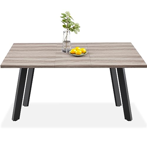 Modern Extendable Dining Table W/ Leaf Extension, 2 Locks - 47 to 63in - Gray 212