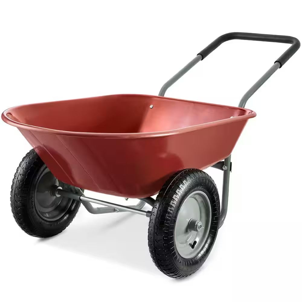 5 cu. ft. Red Plastic Wheelbarrow with Padded Handles - K79