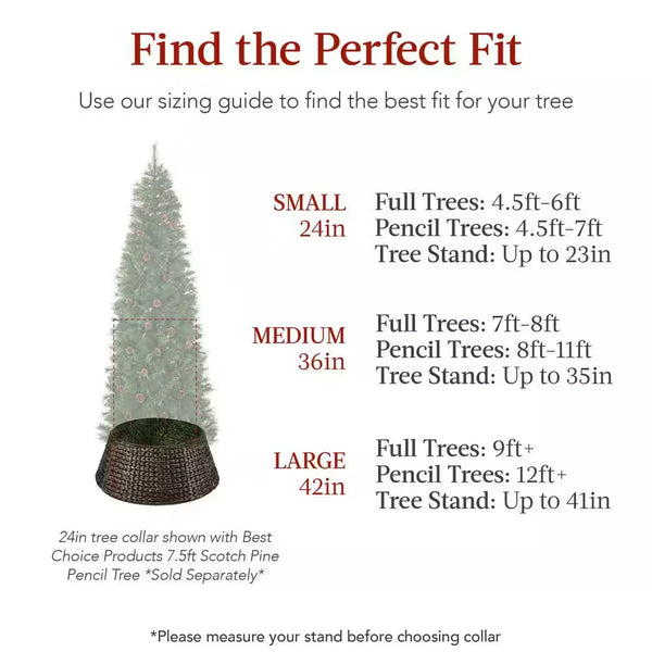 42 in. D Washed White Woven Hyacinth Christmas Tree Collar with Cord Cut-Out -E3-1945