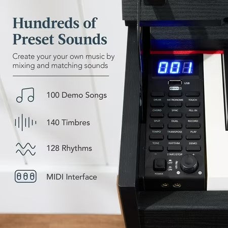 Best Choice Product Modern 88 Key Fully Weighted Desk Style Digital Piano w/ Metal Legs, 3 Sustain Pedal - Black - E6 - 1017