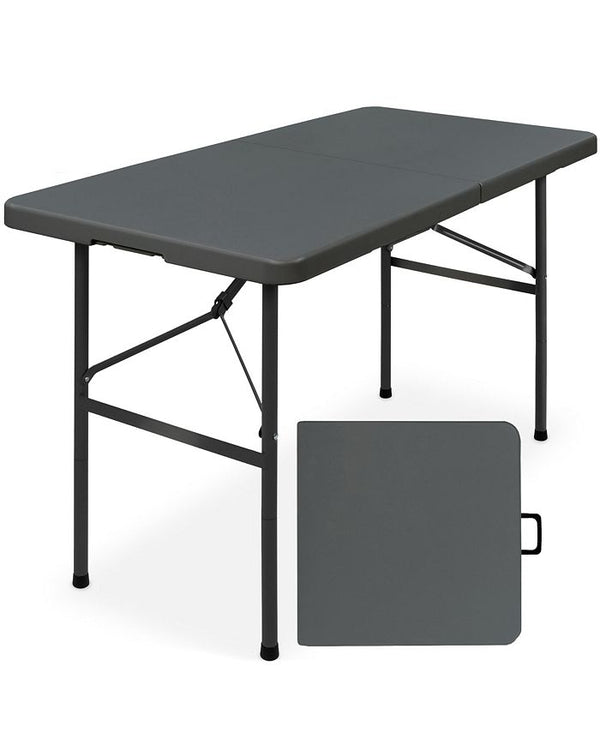 Best Choice Products 4ft Plastic Folding Table, Indoor Outdoor Heavy Duty Portable w/ Handle, Lock for Picnic - Gray - D7 - 581