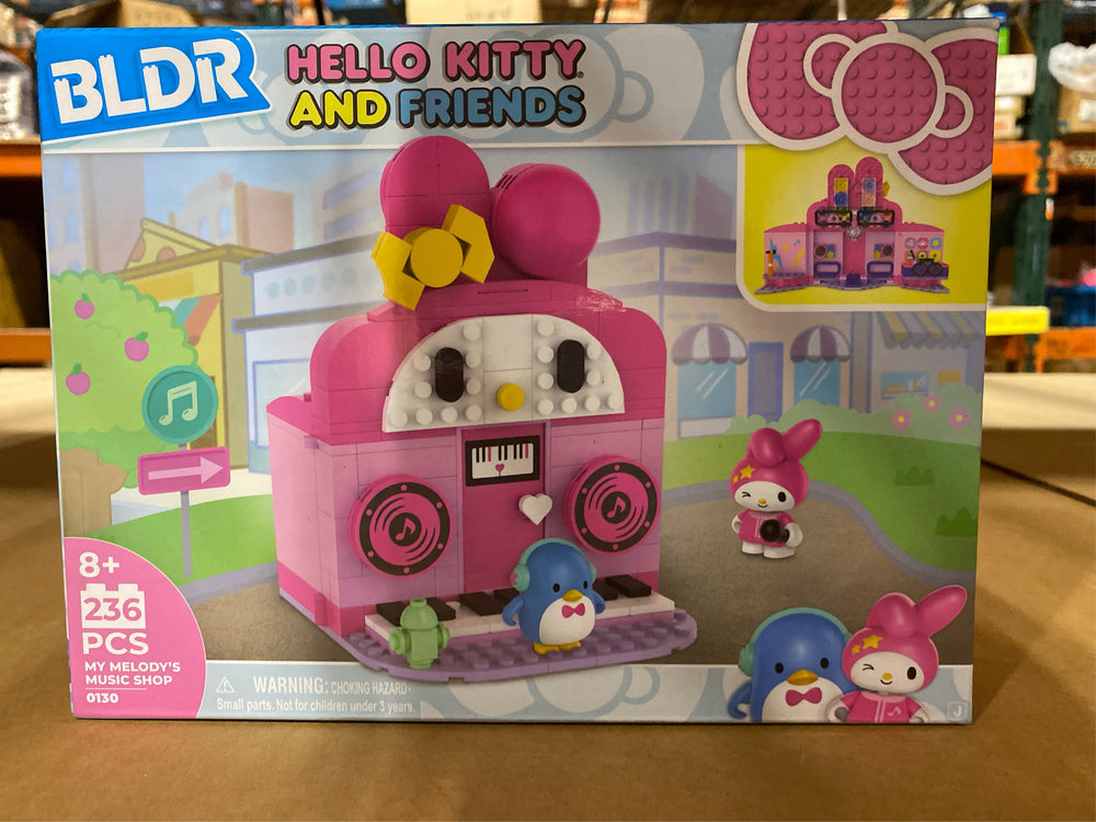 Hello Kitty Playset & 2_1.5" Buildable Figures Sanrio Medium Building Set - My Melody's Music Shop - L9 - 483