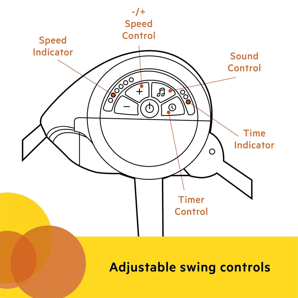 Bright Starts Portable Automatic 6-Speed Baby Swing with Adaptable Speed, Taggies, Music, Removable-Toy-Bar, 0-9 Months 6-20 lbs (Whimsical Wild) 1964