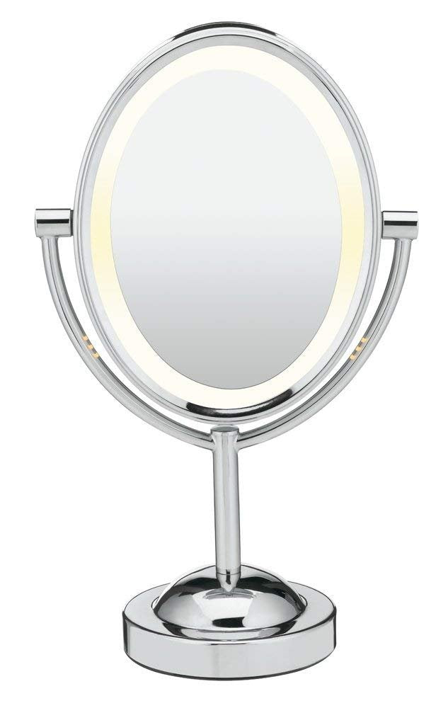 Conair Lighted Makeup Mirror, LED Vanity Mirror, 1X/7X Magnifying Mirror, Double Sided, Corded in Polished Chrome - J93
