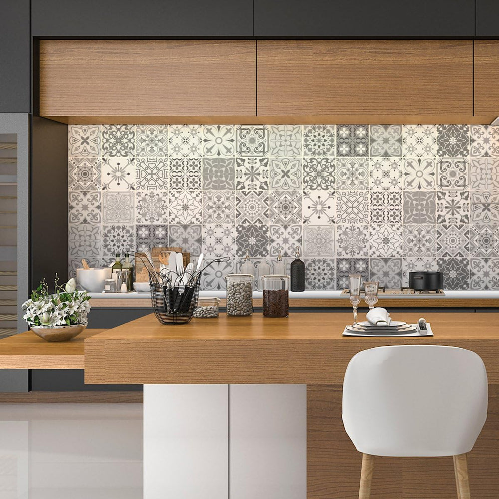 Azulejos Self-Adhesive Tile Stickers for Bathroom and Kitchen Cement Tiles 15 x 15 cm 24 Adhesive Backdrops - K9 - 500