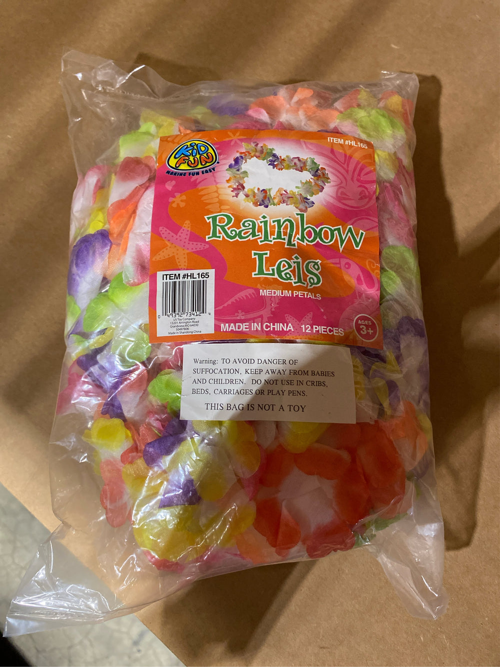 12 Pack Medium Petal Bright Color Luau Party Hawaiian 38 Fabric Leis Rainbow - L9 - 481