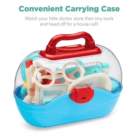 Best Choice Products Pretend Play Doctor Kit, Boys & Girls Doctor Outfit w/ 18 Accessories, Coat, Hat, Carrying Case - J3 - 396