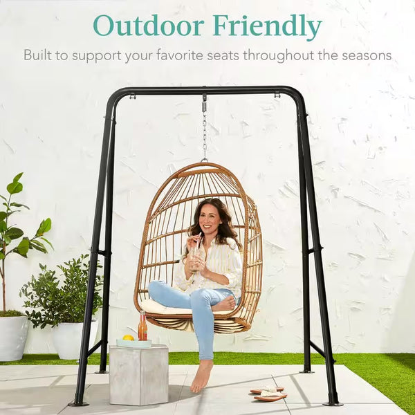 6 ft. Stainless Steel Hammock Stand in Black for Hanging Chair -D2-0424