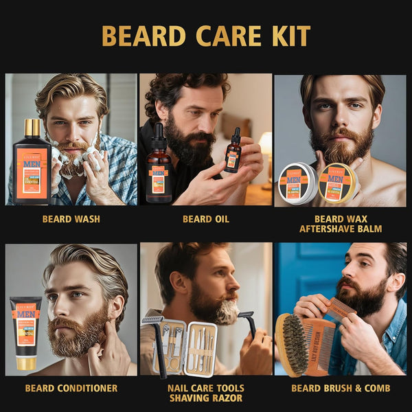 27Pcs Valentines Day Gifts Spa Gift Basket for Men - Bath and Body Gift Basket Set for Dad with Massager | Perfect Gifts for Christmas, Fathers Day, Birthday Gift Beard Bath Spa Gift Set for Men 1300