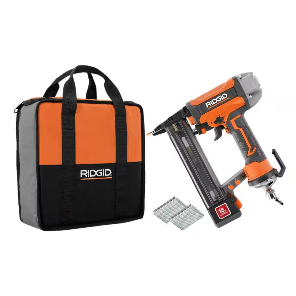 Pneumatic 18-Gauge 1-1/2 in. Finish Stapler, Contractor's Bag and (200) Staples - 1060