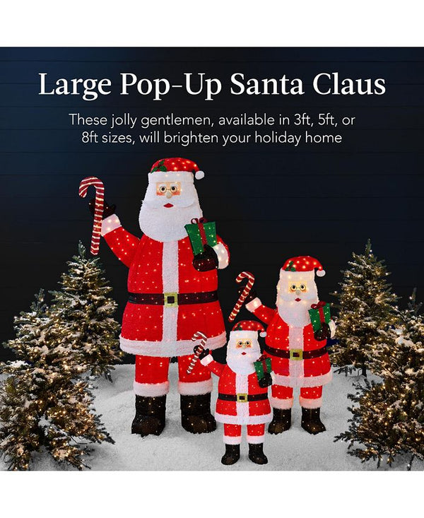 Best Choice Products Lighted Pop-Up Santa Claus, Outdoor Christmas Holiday Decoration w/ LED Lights, Hat, Gift - Red - H4 - 1019