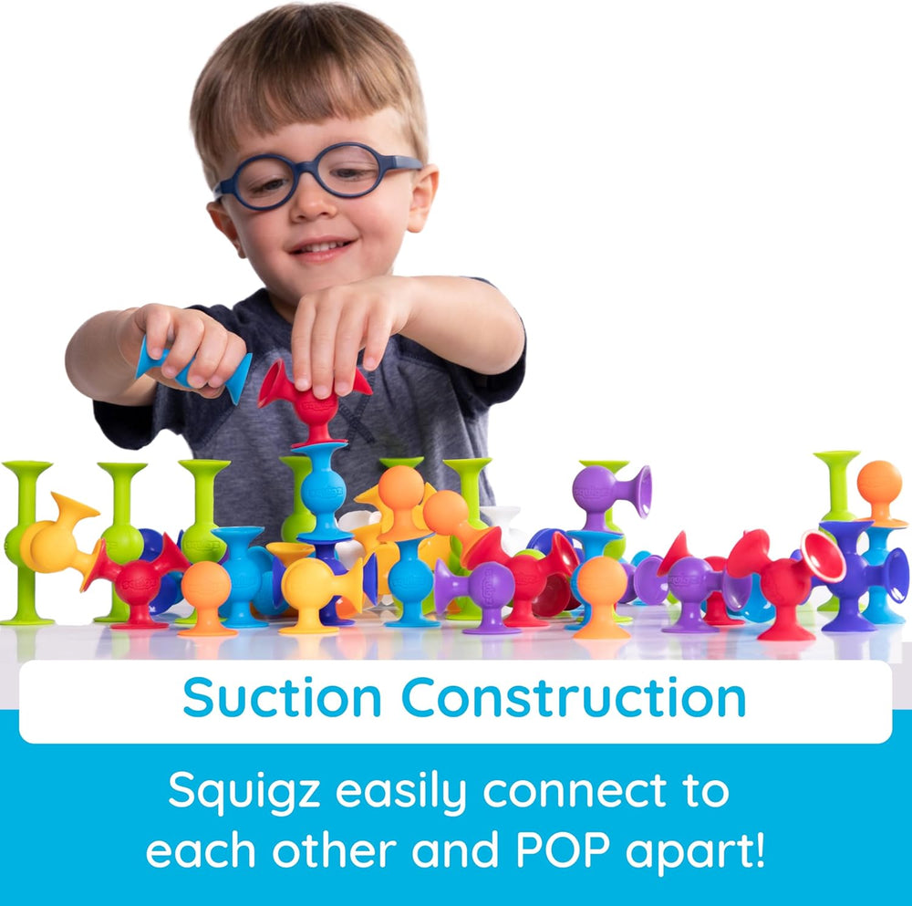 Fat Brain Toys Squigz Starter Set, 24 Piece Suction Bath Toys, Sensory Toys for Kids 3 and Up 1417