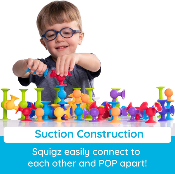 Fat Brain Toys Squigz Starter Set, 24 Piece Suction Bath Toys, Sensory Toys for Kids 3 and Up 1417
