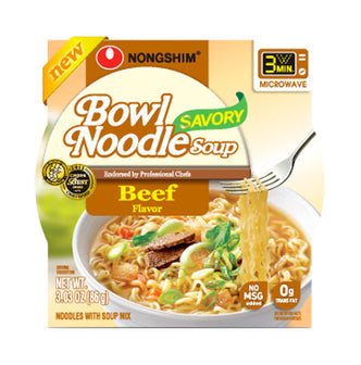 Nongshim Savory Beef Soup Microwavable Noodle Bowl - 3.03oz pack of 6 - 627