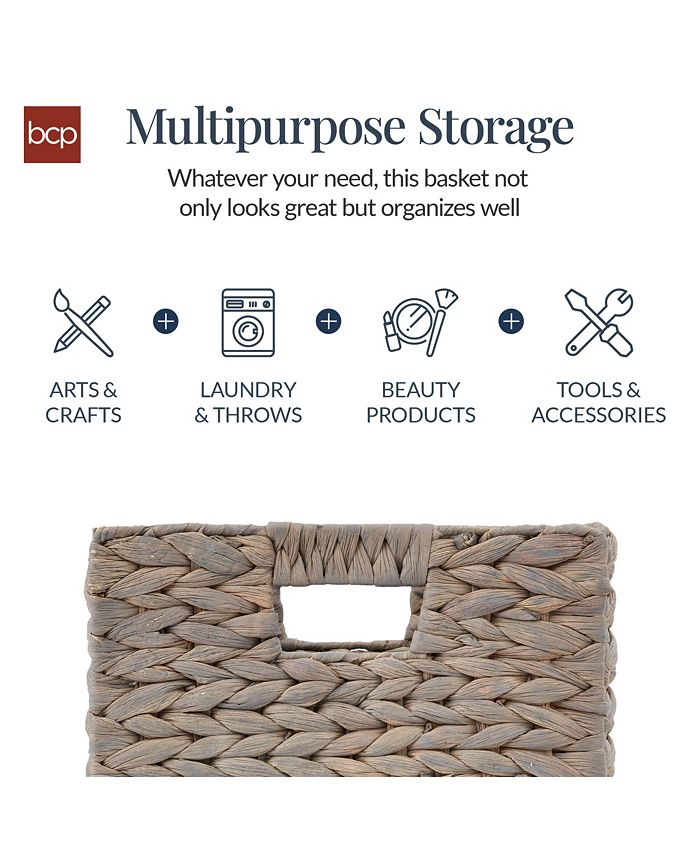Best Choice Products 12x12in Hyacinth Baskets, Set of 5 Multipurpose Collapsible Organizers w/ Inserts - Gray -K7-0454