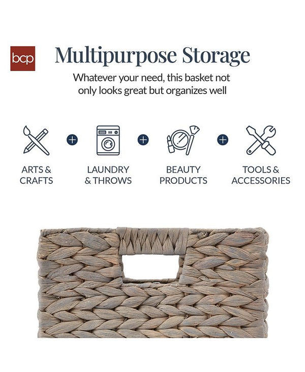 Best Choice Products 12x12in Hyacinth Baskets, Set of 5 Multipurpose Collapsible Organizers w/ Inserts - Gray -K7-0454
